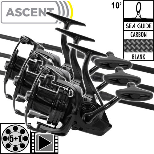 Ensemble Avid Carp Ascent 10' 3.5lbs Rétractable Full Shrink Revolve 8000FD (les 3)