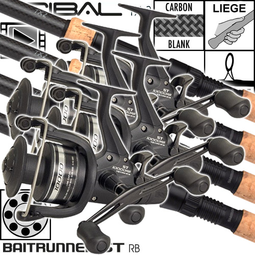Ensemble Shimano TX-2A Carp Full Cork 10' 3lbs Baitrunner ST 1000 RB (les 4)