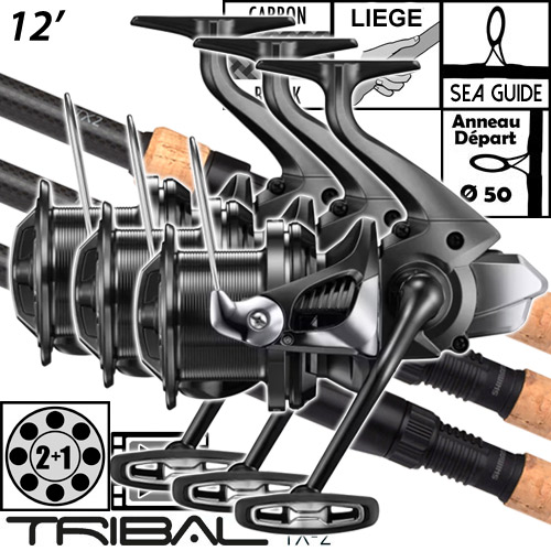 Ensemble Shimano Tribal TX-2A Carp Intensity Full Cork 12' 3.5lbs Aerlex XTC 14000 (les 3)