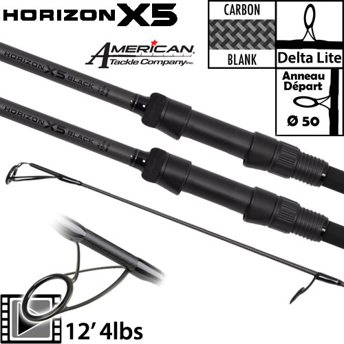 Canne Fox Horizon X5 Black 50mm 12' 4lbs (les 2)