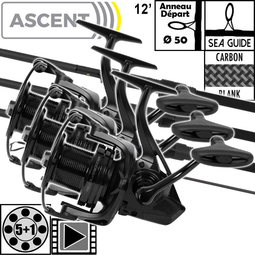 Ensemble Avid Carp Ascent 50mm 12' 3.5lbs Full Shrink Revolve 8000FD (les 3)
