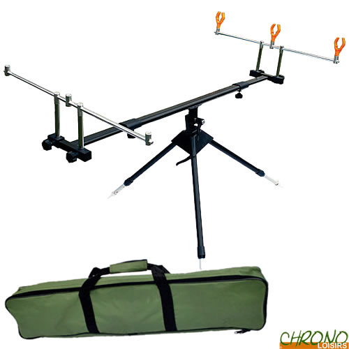 Paradox Fishing Rod Pod 3 Cannes - Support Canne à Pêche Carpe Réglable Flexible Avec Niveau