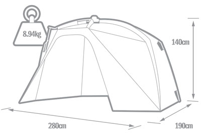 Biwy Solar South Westerly Pro Uni Spider 1 place - Sans façade ni tapis de sol - description 02
