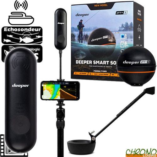 Kit Sondeur Bateau Amorceur Deeper Pro V2 Amplificateur Wifi Chrono Carpe 