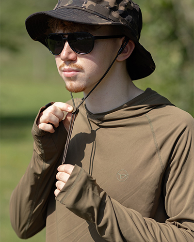 T-Shirt à Manche Longue Korda UPF Hooded Top Dark Khaki - description 01