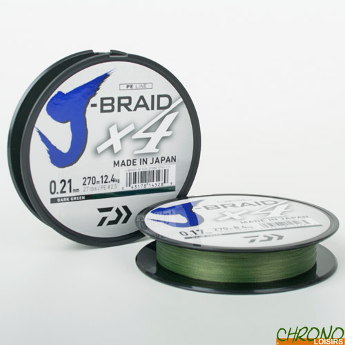Fil Braid 8 Brins 1000 M Fil De Pêche Tressé DAIWA Tournament 8 Braid EVO - Vert Foncé - 0.08mm / 4.9kg - Bobine 1000m Fil Tressé 1000m Vert